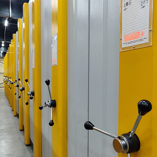 High-value documents stored in compactors with fire-rated walls.